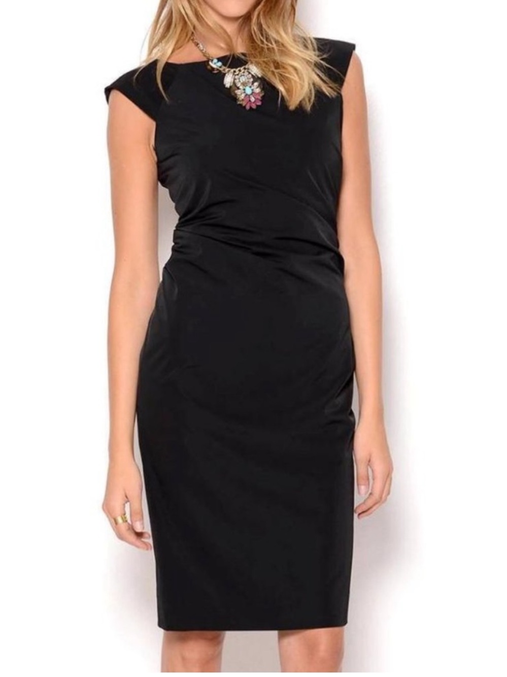 Diane Von Furstenberg Gabi Poplin Ruched Coquette Mobwife Dress Black Size 6